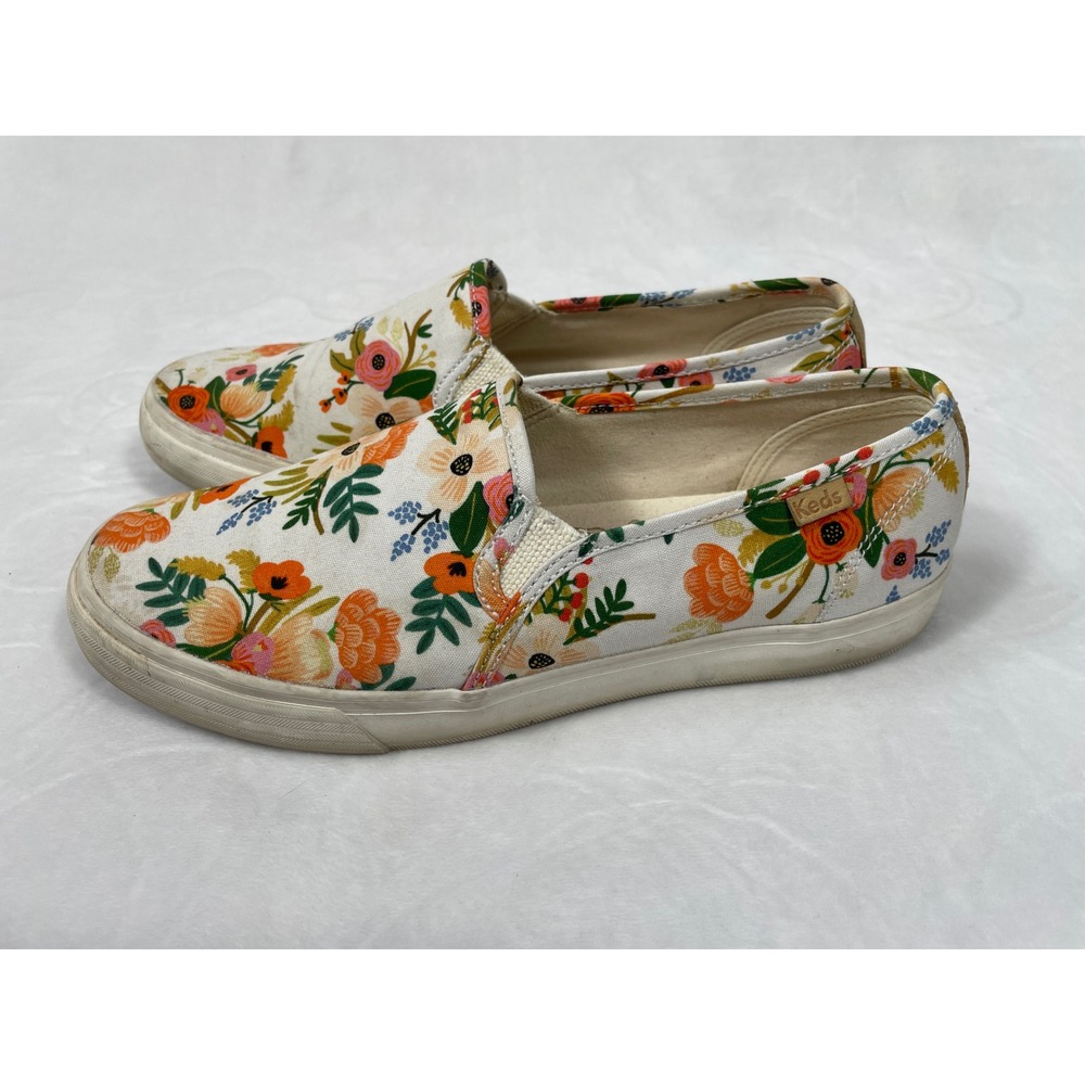 Keds x Rifle Paper Co Double Decker Floral Slip On Sneakers Womens 8.5 WF62681